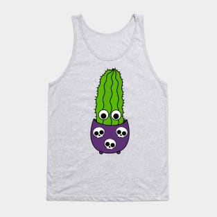 Cute Cactus Design #249: Tall Cactus In Halloween Skull Pot Tank Top